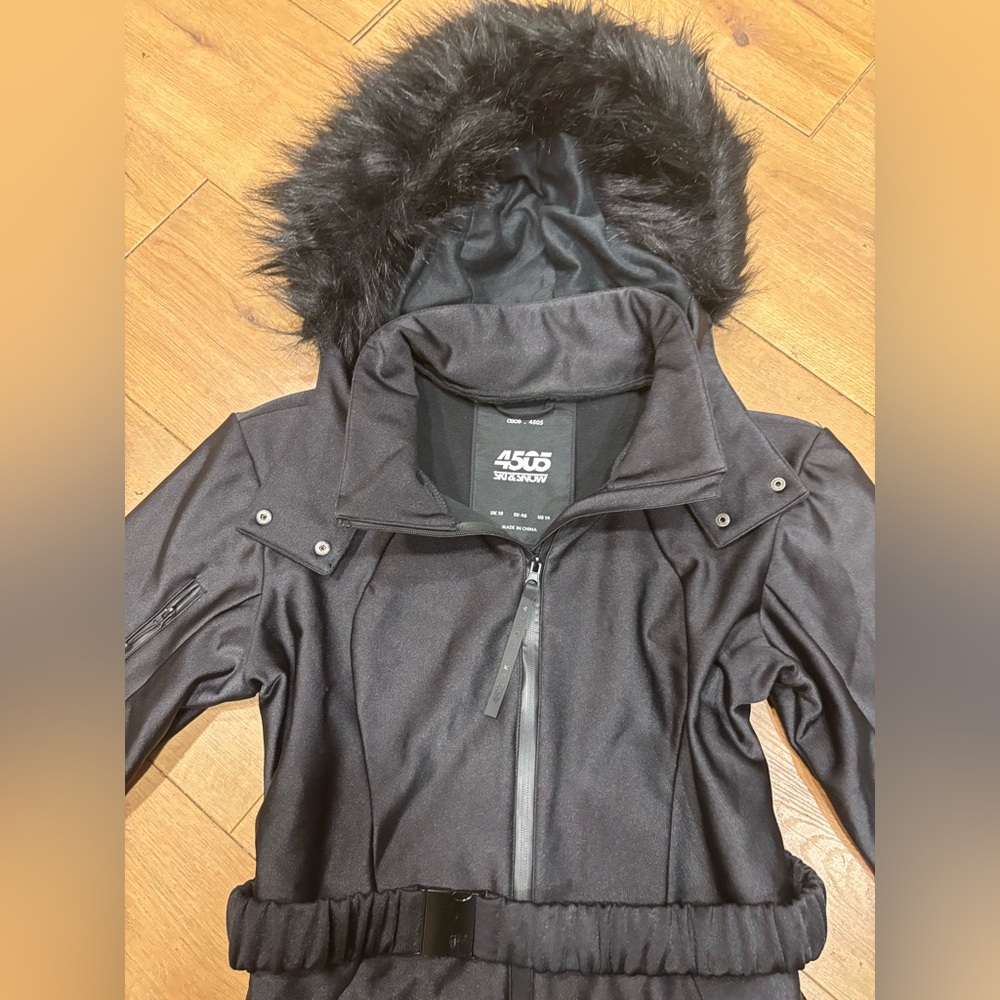 ASOS 4505 Ski & Snow Belted Slim Leg Fur Hood Ski Suit - Picture 3 of 13